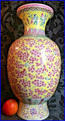 12h Chinese Butterfly Satsuma Hand Painted Porcelain Vase China