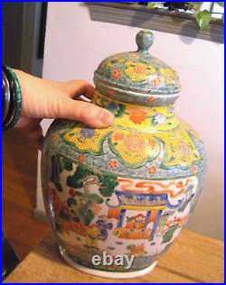 13 Large Vintage Chinese Heavy Porcelain Vase Urn Jar Hand Painted Many Figures