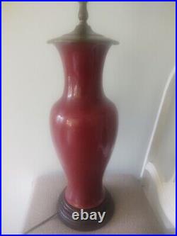 17 LARGE 20c Chinese Red Oxblood Sang de Bouef Monochrome Glaze Baluster LAMP