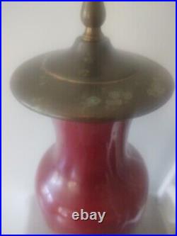 17 LARGE 20c Chinese Red Oxblood Sang de Bouef Monochrome Glaze Baluster LAMP