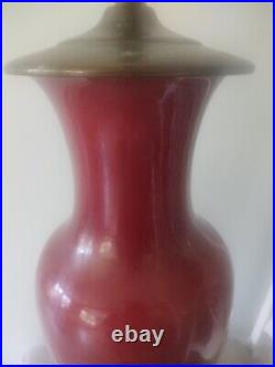 17 LARGE 20c Chinese Red Oxblood Sang de Bouef Monochrome Glaze Baluster LAMP