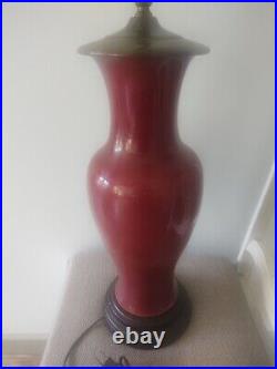 17 LARGE 20c Chinese Red Oxblood Sang de Bouef Monochrome Glaze Baluster LAMP