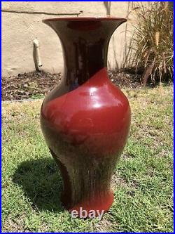 17 LARGE 20c Chinese Red Oxblood Sang de Bouef Monochrome Glaze Baluster Vase 1