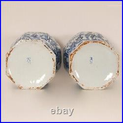 19th Century Delft Vases Chinoiserie Chinese Transition Baluster vase Blue White