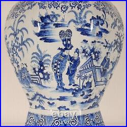 19th Century Delft Vases Chinoiserie Chinese Transition Baluster vase Blue White