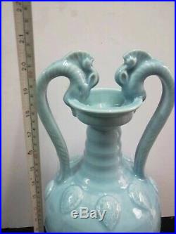 20.5H Large Exquisite Chinese Blue Glaze Porcelain Vases Pot Marks YongZheng
