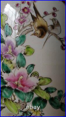 21.5 Large CHINESE Hand Painted Porcelain Colourful Signed Vase