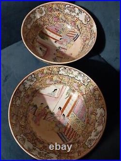 2 Large Chinese 6 Characters Marked Famille Rose 10 Bowls