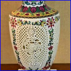 30 Chinese Porcelain Vase Lamp Pierced Carved/reticulated Asian Oriental