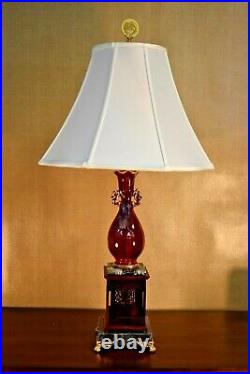 30 Very Fine Oxblood Chinese Porcelain Vase Table Lamp- Flambe