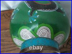 37cm H Large Cloisonne Chinese vase handcafted wirework/ enamels DRAGON VASE