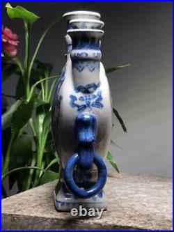 70s Large Chinese Vintage Tulipiere Crocus BLUE-WHITE 5 Necks Qing-Dynasty Vase