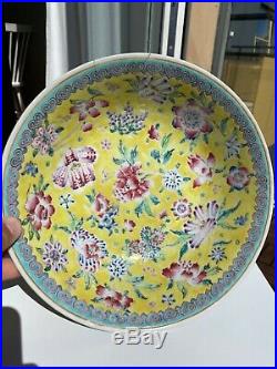 A Antique Large Chinese Famille Rose Plate-Bowl Flowers Motive late 19th C early