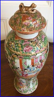 A Large 19th Century Chinese Famille Rose Porcelain Vase And Cover. 34cm High