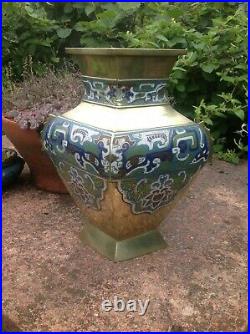 A Large Antique 1900s Chinese Bronze Cloisonne, Champleve Enamel Vase