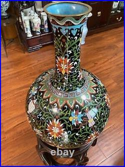 A Large Antique Chinese Cloisonne Tian Qiu Vase 20.5 H