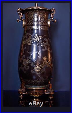 A Large Chinese Porcelain Vase, Now As Lamp, With Custom Bronze Mounts, Ca. 1910
