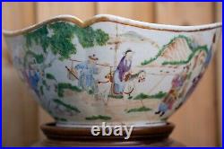 A Large Chinese Qing Dynasty Famille Rose Bowl With Stand