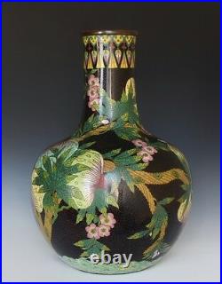 A Large Late Qing Dynasty Antique Chinese Cloisonne Peach Vase