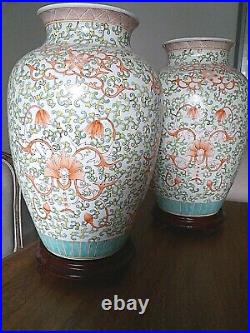 A Large Pair Of Oriental Chinese Ceramic Jar Vases