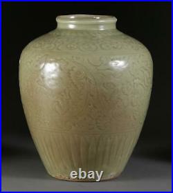 A Large and Important Chinese Yuan Dynasty Celadon Porcelain Vase