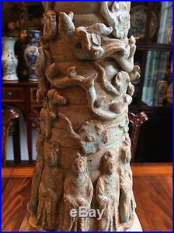 A Pair Large Chinese Song Dynasty Yingqing Funerary Vases, Damaged