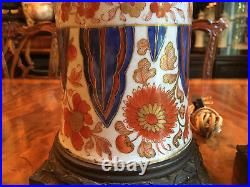 A Pair Large and Rare Kangxi Imari Porcelain Gu Vase Lamps, Drilled