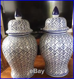 A Pair Of Very Large Chinese Ginger Jar Vases 18.5 Tall
