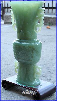A Pair of Large Chinese Jade or Serpentine Vases