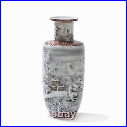 A Rarely Large Rouleau Vase with Grisaille Decoration