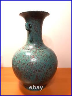 A large 12 1/2 H Antique Chinese Robin Egg Glaze Large Vase