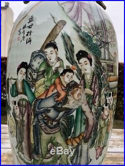 A large and fine vase with figures, singed, H. 58 CM