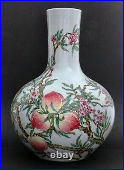 A large'famille rose' nine peaches vase