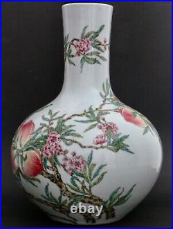 A large'famille rose' nine peaches vase