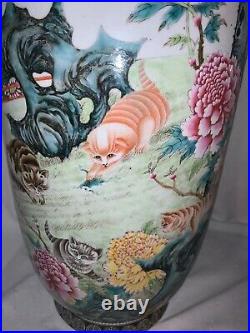 A pair of Chinese antique ink and enamel color porcelain Large Vases H 52cm