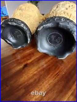 A pair of Vintage Carved Resin/Soapstone Oriental Vases Elephant Head Handles