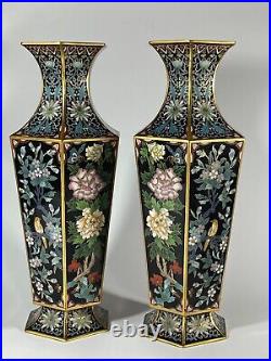 A very beautiful and large pair of Chinese cloisonne hexagon vases NC-08A/B