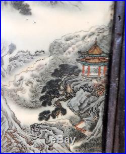 Amazing X-large Old Chinese Porcelain Landscape Painting On Tile Signed