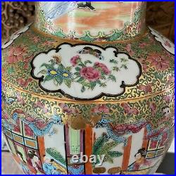 An large Chinese antique canton rose mandarin vase mid 19th Century