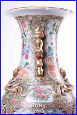 Antique 19th Original Chinese Large porcelain Vase CANTON FAMILLE ROSE 60.5 cm