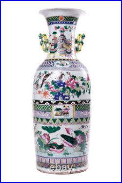 Antique 19th Original Chinese Large porcelain Vase FAMILLE ROSE VERTE 62 cm