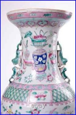 Antique 19th Original rare Large Chinese Porcelain Vase FAMILLE ROSE 61