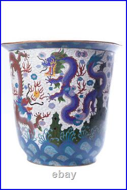 Antique 20th Original Chinese Large Cloisonne vessel with sea dragons 39.5 cm