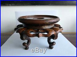 Antique Chinese Carved Hardwood Large Stand for Bowl/Vase 8 Wide x 4.5 Tall