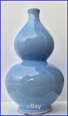 Antique Chinese Clair De Lune Double Gourd Vase Large Sky Blue Porcelain Vase