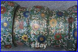 Antique Chinese Cloisonne Enamel Floor Tall Large Vase 24 weights 24 Pounds