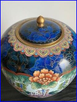 Antique Chinese Cloisonne Large Lidded Jar 30 cm