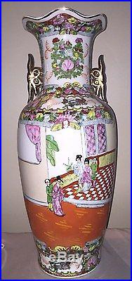 Antique Chinese Famille Rose Vase Late 1800 Early 1900 Exportware Large 24 Tall