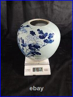 Antique Chinese Import Celadon Canton Qing Dynasty Ginger Jar Large Vase