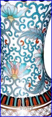 Antique Chinese LARGE Cloisonné Enamel Vase 12 RARE Butterfly Floral design